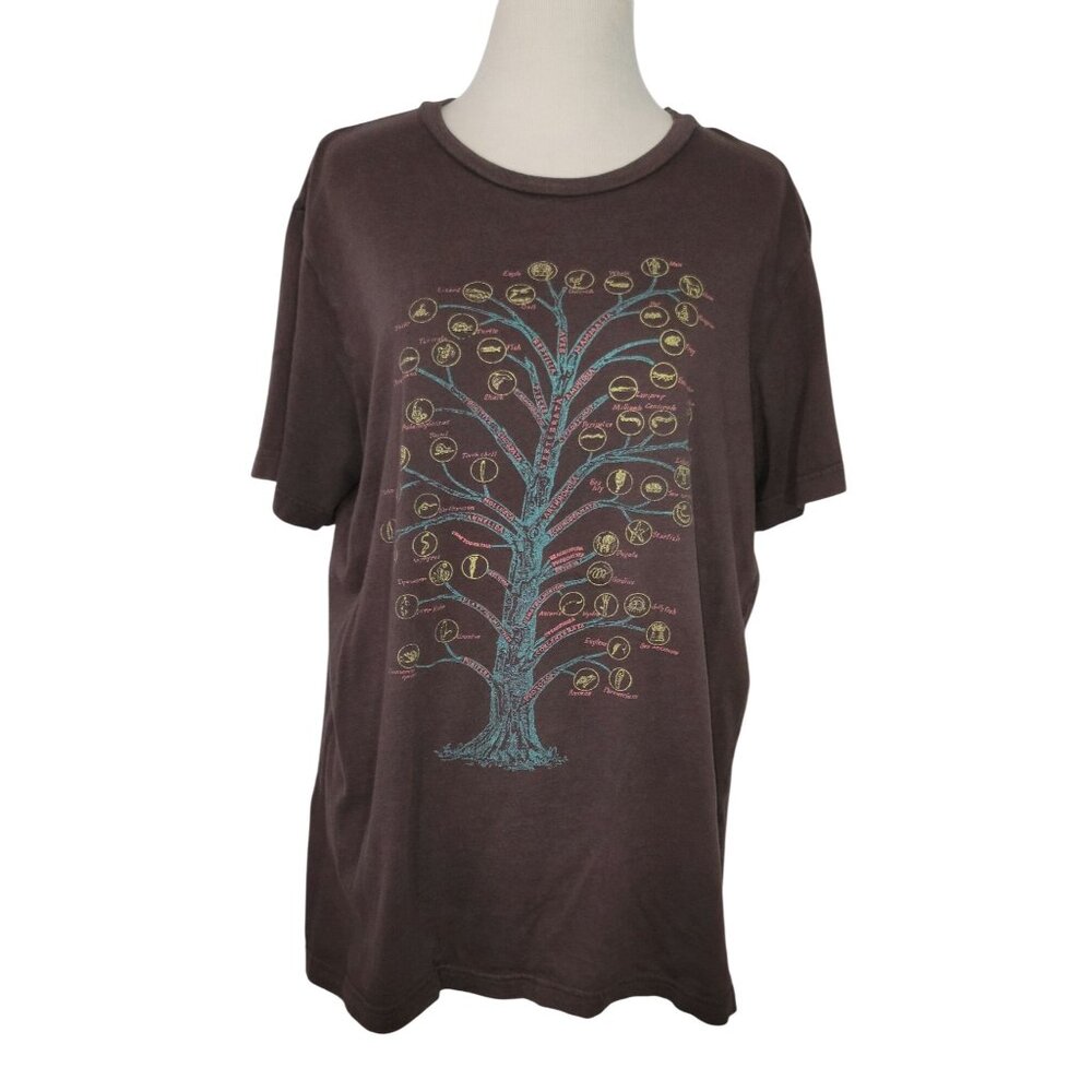 Tree Of Life Brown Graphic Tee 100% Cotton Unisex Short Sleeve Size Large